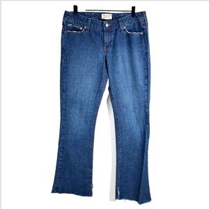 VTG 90s Y2K Abercrombie Low Rise Bootcut Jeans 6 LONG Raw Hem Dark Wash No Holes